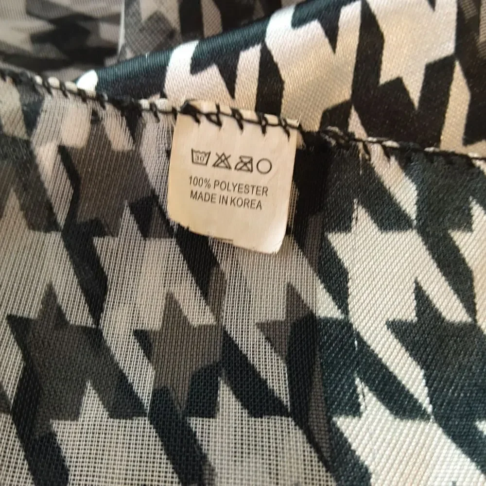 (3/$22) Black and white houndstooth print polyester scarf